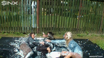 Messy paint wrestling and spanking with three gorgeous girls Screencap 21 on www.sinx.com