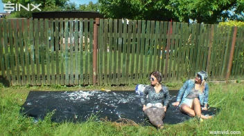 Messy paint wrestling and spanking with three gorgeous girls Screencap 3 on www.sinx.com