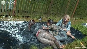 Messy paint wrestling and spanking with three gorgeous girls Screencap 31 on www.sinx.com