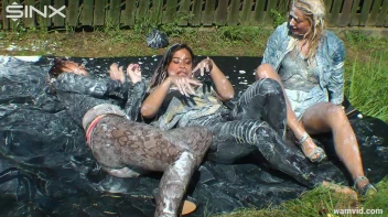 Messy paint wrestling and spanking with three gorgeous girls Screencap 34 on www.sinx.com