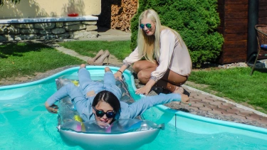 Latest deal - Besties Nearly Get Caught Playing In Backyard Pool!