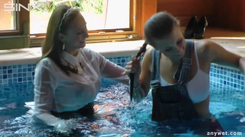 Twins Enjoy A Fully Clothed Splash In The Pool Screencap 25 on www.sinx.com