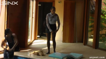 Twins Enjoy A Fully Clothed Splash In The Pool Screencap 38 on www.sinx.com