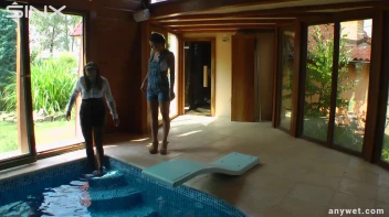 Twins Enjoy A Fully Clothed Splash In The Pool Screencap 5 on www.sinx.com