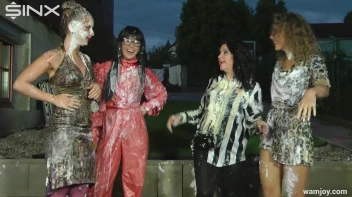 Playful Girls Splat Each Other With Cream Pies - Cam 2 Screencap 15 on www.sinx.com