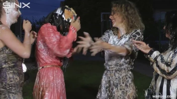 Playful Girls Splat Each Other With Cream Pies - Cam 2 Screencap 20 on www.sinx.com