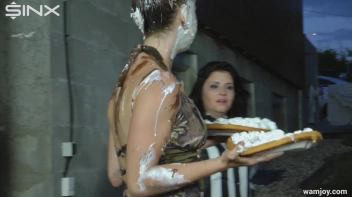 Playful Girls Splat Each Other With Cream Pies - Cam 2 Screencap 8 on www.sinx.com