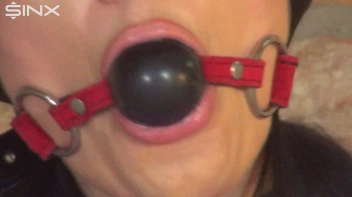 Handcuffed Hottie Drools Down Her Satin Blouse Screencap 1 on www.sinx.com